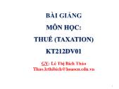 Bài giảng môn Thuế - Giới thiệu chương trình