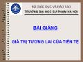 Bài giảng về giá trị tương lai của tiền tệ