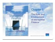 Tài chính doanh nghiệp - Chapter 1: The role and environment of managerial finance