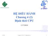 Bài giảng Hệ điều hành - Chương 4: Định thời CPU (Phần 2) - Trường Đại học công nghệ thông tin