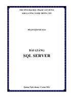 Bài giảng SQL Server - Phạm Khánh Bảo
