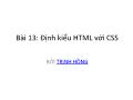 Lập trình CSS - Bài 13: Định kiểu HTML với CSS - Trịnh Hồng