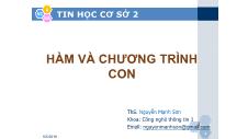 Tin học cơ sở 2 - Hàm và chương trình con - Nguyễn Mạnh Sơn