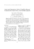 Analyzing the Determinants of Service Trade Flows Between Vietnam and the European Union: A Gravity Model Approach