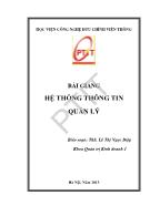 Bài giảng Hệ thống thông tin quản lý - Khoa quản trị kinh doanh 1 - Lê Thị Ngọc Diệp