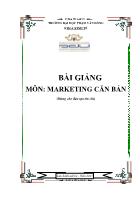 Bài giảng Marketing Căn bản - Trường ĐH Phạm Văn Đồng