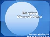 Bài giảng Microsoft Word - Nguyễn Dũng