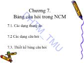 Bài giảng Nghiên cứu Marketing - Chương 7 Bảng câu hỏi trong NCM - ĐH Thương Mại