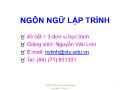 Bài giảng Ngôn ngữ lập trình - Chương 1: Mở đầu - Nguyễn Văn Linh