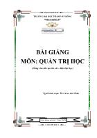 Bài giảng Quản trị học - Cao Anh Thảo