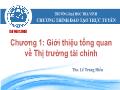 Bài giảng Thị trường tài chính - Chương 1: Giới thiệu tổng quan về Thị trường tài chính - Lê Trung Hiếu