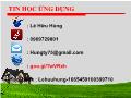 Bài giảng Tin học ứng dụng - Chương 1: Window & Internet - Lê Hữu Hùng