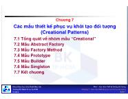 Các mẫu thiết kế hướng đối tượng - Chương 7: Các mẫu thiết kế phục vụ khởi tạo đối tượng (Creational Patterns) - Đại học Bách Khoa TP HCM