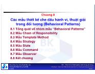 Các mẫu thiết kế hướng đối tượng - Chương 8: Các mẫu thiết kế che dấu hành vi, thuật giải trong đối tượng (Behavioral Patterns) - Đại học Bách Khoa TP HCM