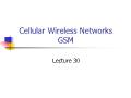 Cellular Wireless Networks GSM - Lecture 30