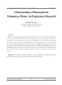 Characteristics of Innovation in Vietnamese Firms: An Exploratory Research - Phan Thi Thuc Anh