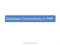 Database Connectivity in PHP