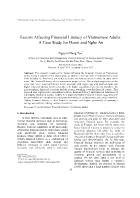 Factors Affecting Financial Literacy of Vietnamese Adults: A Case Study for Hanoi and Nghe An