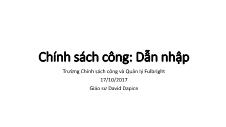 Giáo trình Chính sách công: Dẫn nhập - David Dapice