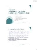 Giáo trình Công nghệ phần mềm - Phần IV: Thiết kế và lập trình Design and Programming