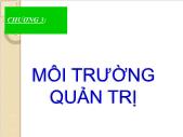 Giáo trình Quản trị học - Chương 3: Môi trường quản trị - Vũ Mạnh Cường