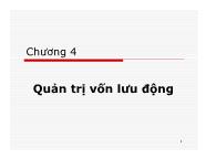 Giáo trình Quản trị tài chính - Chương 4: Quản trị vốn lưu động - Bùi Phước Quãng