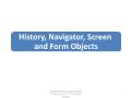 History, Navigator, Screen and Form Objects