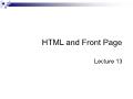 HTML and Front Page - Lecture 13