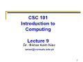 Introduction to Computing - Lecture 9