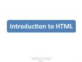 Introduction to HTML