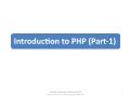 Introduction to PHP (Part-1)