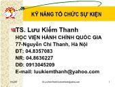 Kỹ năng tổ chức sự kiện - Lưu Kiếm Thanh