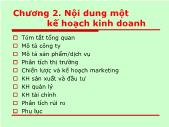 Lập kế hoạch kinh doanh - Chương 2: Nội dung một kế hoạch kinh doanh