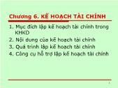 Lập kế hoạch kinh doanh - Chương 6: Kế hoạch tài chính