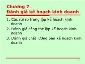 Lập kế hoạch kinh doanh - Chương 7: Đánh giá kế hoạch kinh doanh