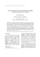 Local Economic Governance and the Development of the Business Sector in Vietnam