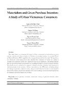 Materialism and Green Purchase Intention: A Study of Urban Vietnamese Consumers