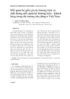 Mối quan hệ giữa giá trị thương hiệu và chất lượng mối quan hệ thương hiệu - Khách hàng trong thị trường tiêu dùng ở Việt Nam - Nguyễn Thị Hồng Nguyệt