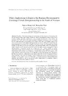 Policy Implications to Improve the Business Environment to Encourage Female Entrepreneurship in the North of Vietnam