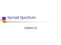 Spread Spectrum - Lecture 21