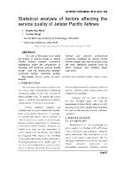 Statistical analysis of factors affecting the service quality of Jetstar Pacific Airlines - Huynh Huu Nhan