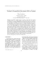 Thailand’s Foreign Direct Investment (FDI) in Vietnam