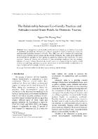 The Relationship between Eco-Friendly Practices and Attitudes toward Green Hotels for Domestic Tourists