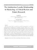 The Satisfaction-Loyalty Relationship in Marketing: A Critical Review and Future Research