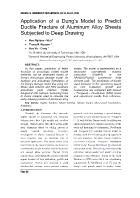 Application of a Dung’s Model to Predict Ductile Fracture of Aluminum Alloy Sheets Subjected to Deep Drawing