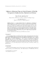 Influence of Reaction Time on Optical Property of ZnS:Mn Nanoparticles Synthesized by a Hydrothermal Method