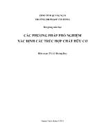 Bài giảng Các phương pháp phổ nghiệm xác định cấu trúc hợp chất hữu cơ - Lê Hoàng Duy