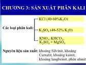 Bài giảng Công nghệ sản xuất phân bón vô cơ - Chương 3: Sản xuất phân Kali - Nguyễn Văn Hòa