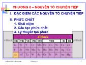 Bài giảng Hóa học vô cơ - Chương 8 – Nguyên tố chuyển tiếp - Nguyễn Văn Hòa
