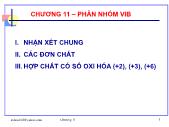 Bài giảng Hóa vô cơ - Chương 11: Phân nhóm VIb - Nguyễn Văn Hòa